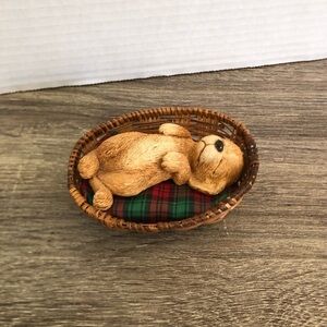 Vintage Sandicast Dog Figurine in Bed